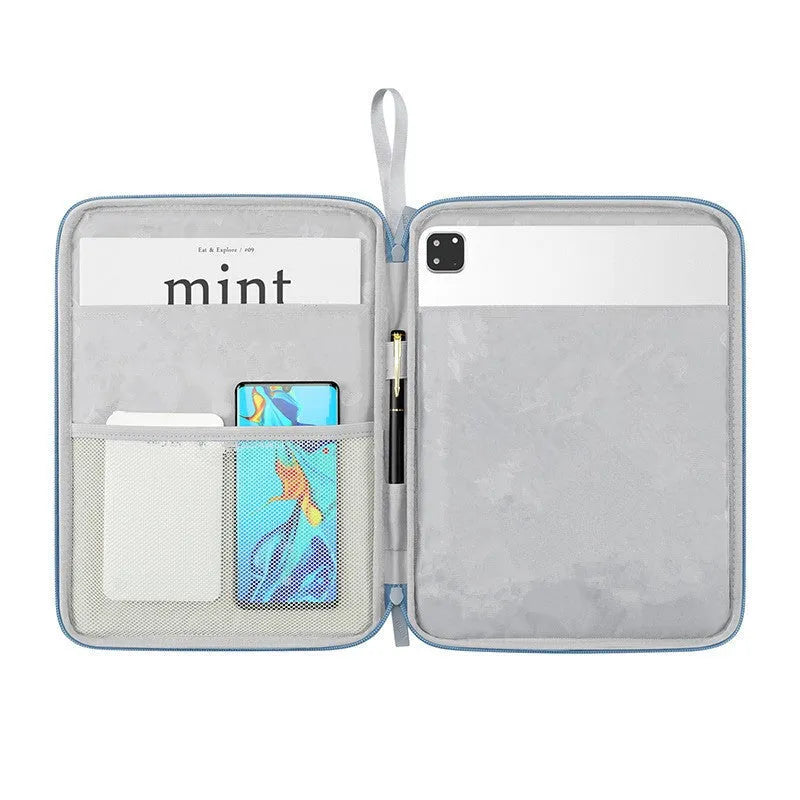 Imitation leather tablet protective case with carrying handle in various colours