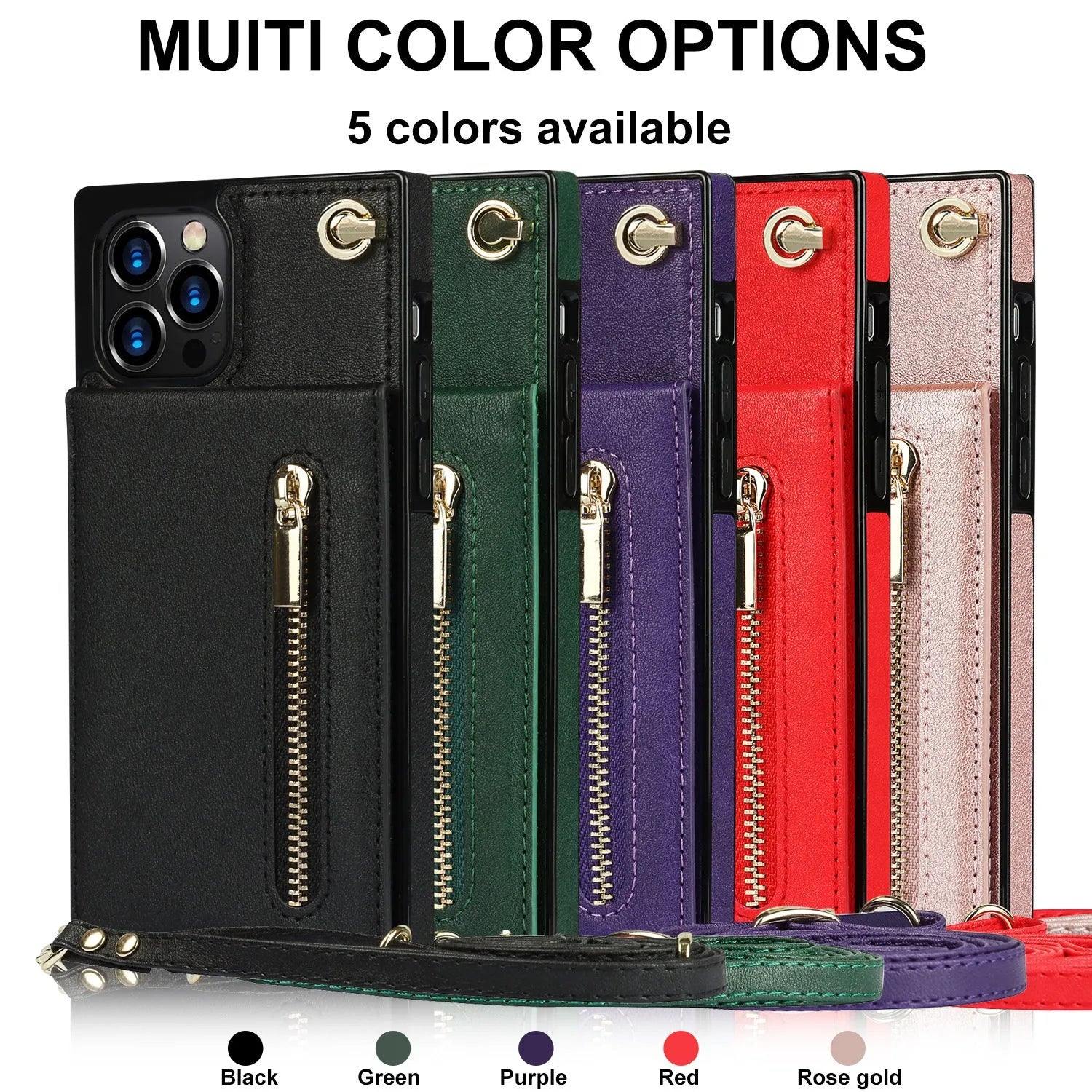 Leather and TPU mobile phone case in black, shown on a compatible smartphone.