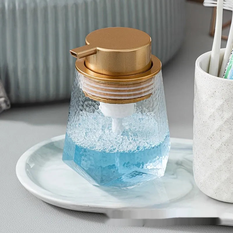 ABS plastic foam pump dispenser with large push head for facial cleansers in metallic finishes