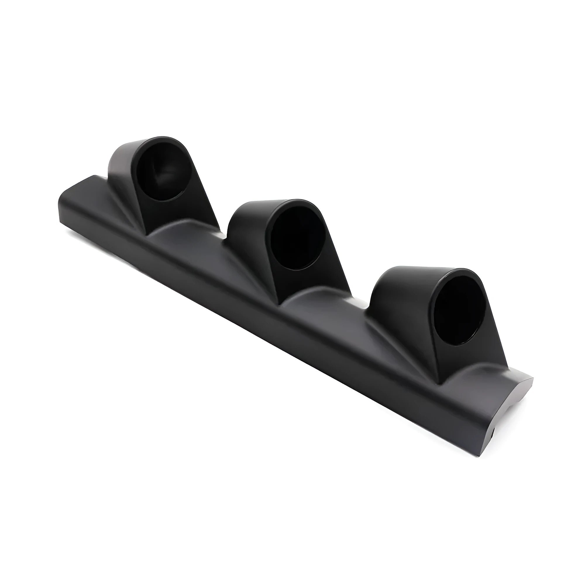Black plastic three-hole instrument mount for 52mm car gauges, right-hand drive design.