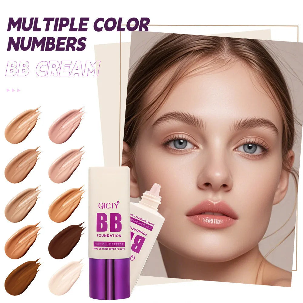 Feeding bottle of BB cream liquid foundation concealer in one of ten shades, labelled 1# to 10#.