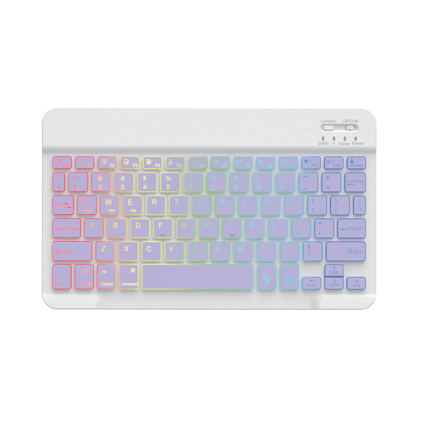 10-inch wireless Bluetooth keyboard with colourful LED backlighting for tablets and mobile phones