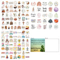 Assortment of 50 colourful printed graffiti stickers on a sheet for decoration