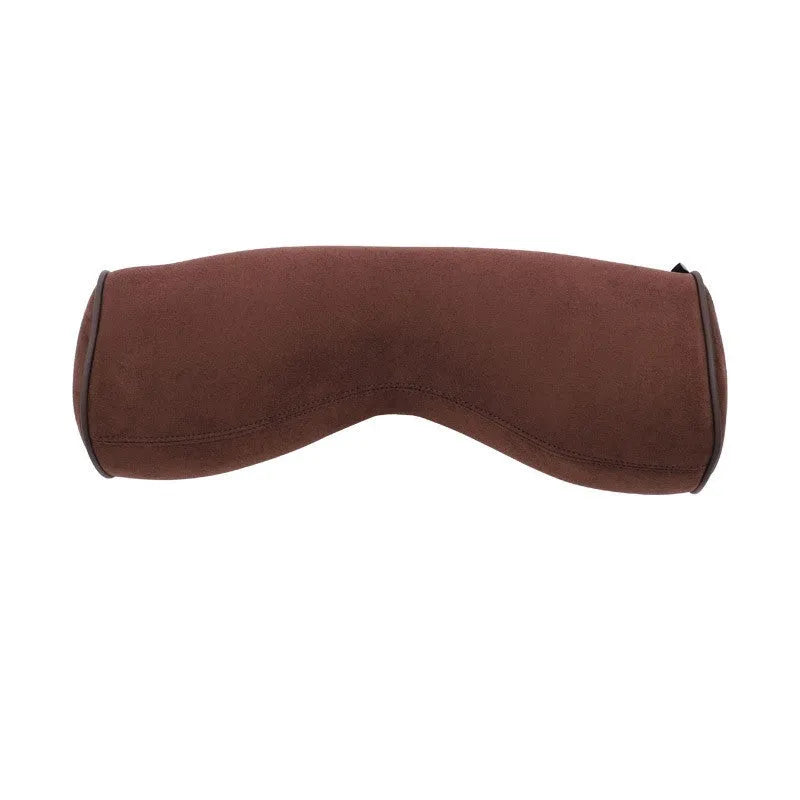 Minimalist style car headrest neck pillow and lumbar support cushion set in brown colour option.