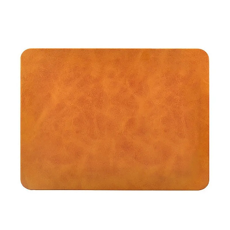Brown leather-textured wireless charging mouse pad with micro USB cable