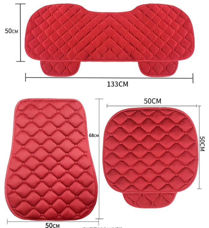Ringer plush winter car seat cushion in burgundy colour with elastic straps.