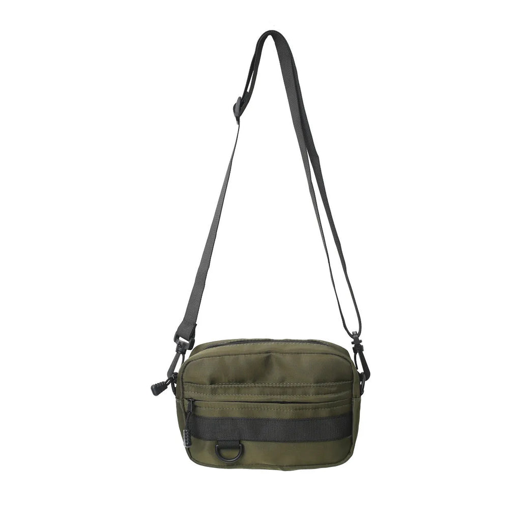 Men's nylon crossbody messenger bag in black blue green or white colours 22cm length