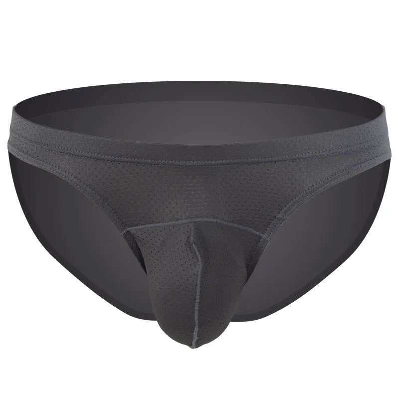 Men's transparent nylon underwear in blue colour showing loose fit design