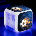 Square children's alarm clock with football pattern design and mute alarm function