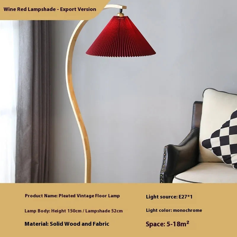 Retro vertical table lamp with log-style shade in white or wine red, featuring three-colour variable light