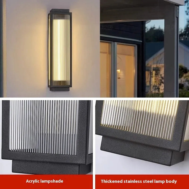 Stainless steel waterproof outdoor wall lamp for garden courtyard lighting