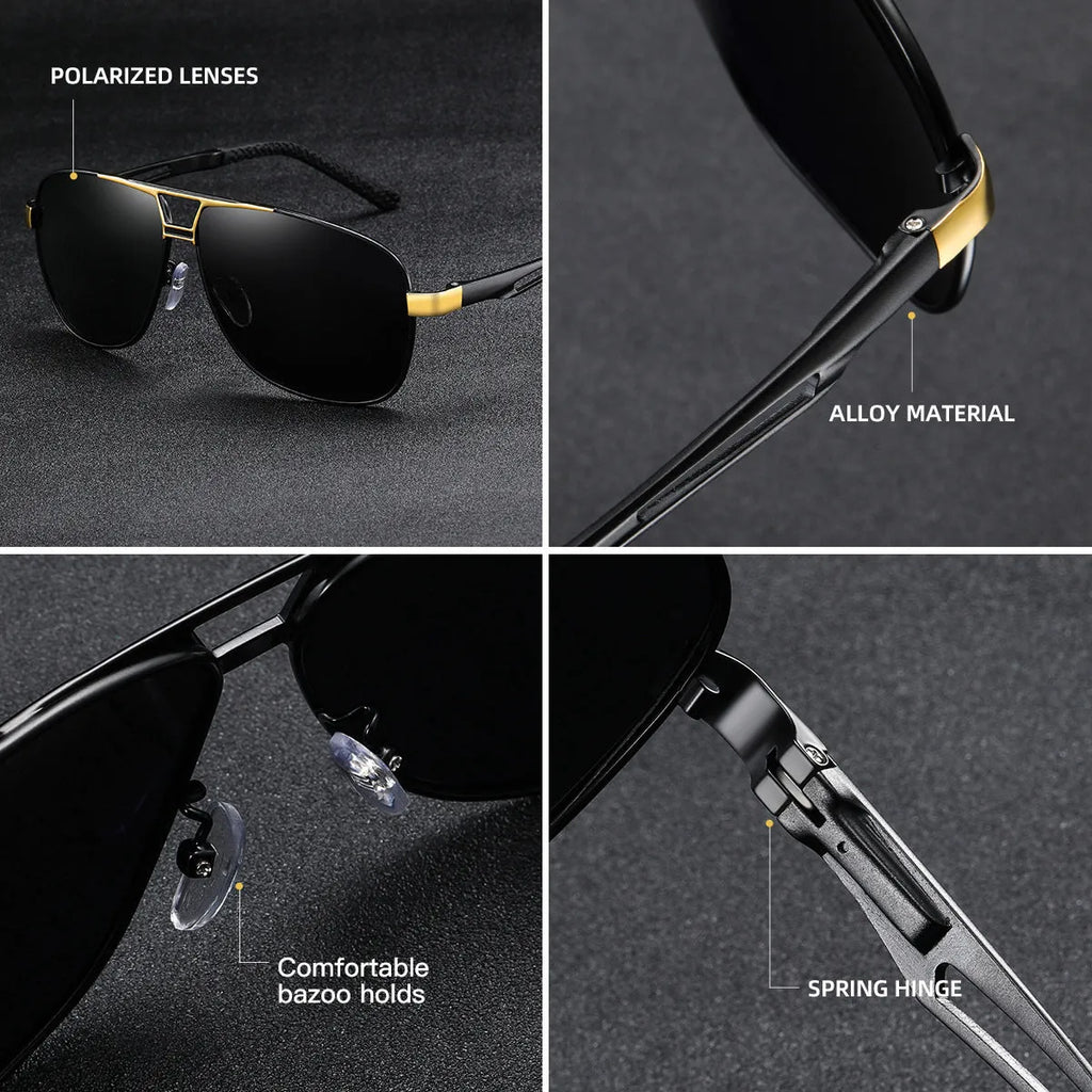 Men's orange red aviator sunglasses with polarised HD TAC lenses and a metal frame
