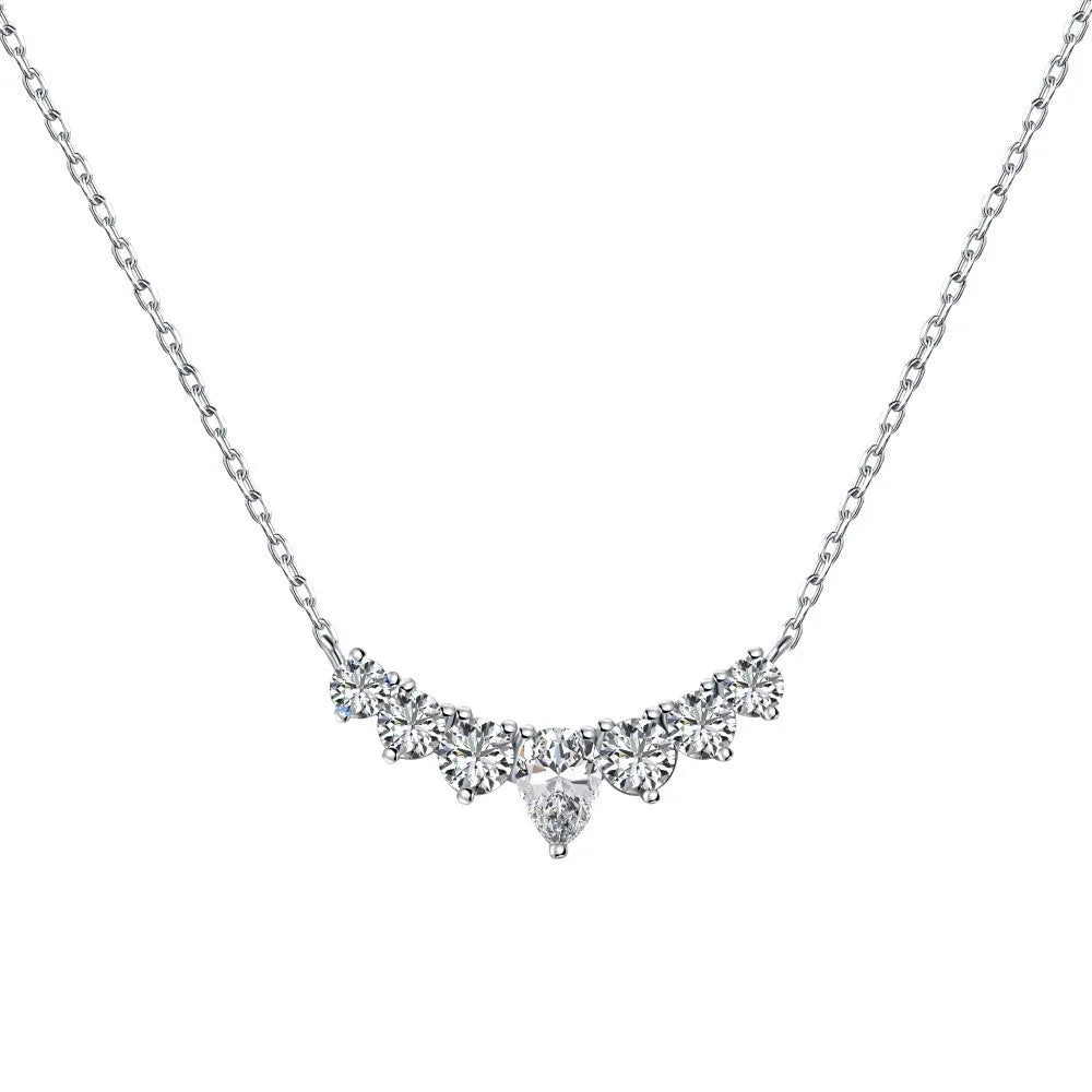 925 sterling silver necklace with colourful water drop zircon pendant and adjustable clavicle chain