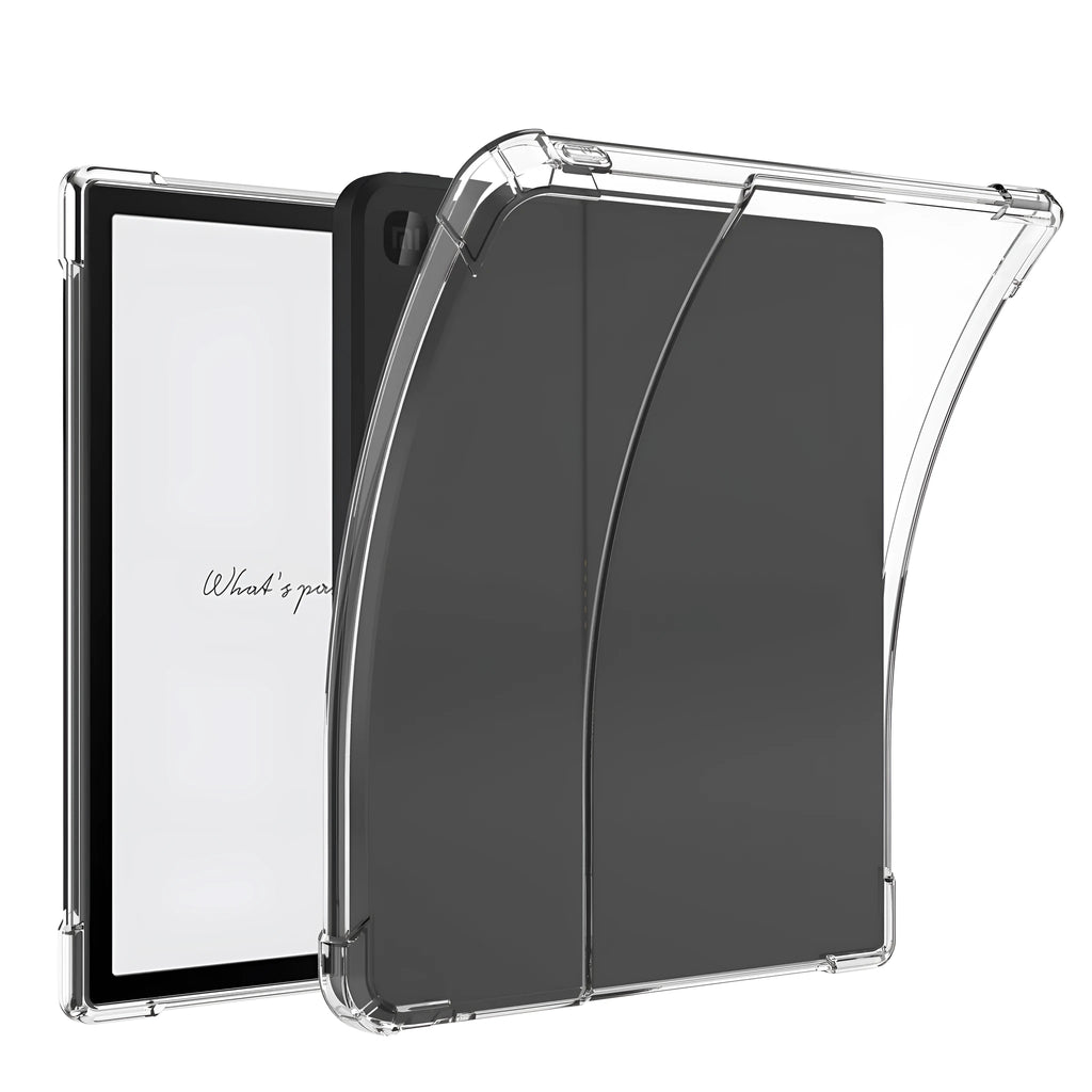 Transparent airbag phone case for 7-inch Xiaomi devices showing shockproof protection and clear TPU construction