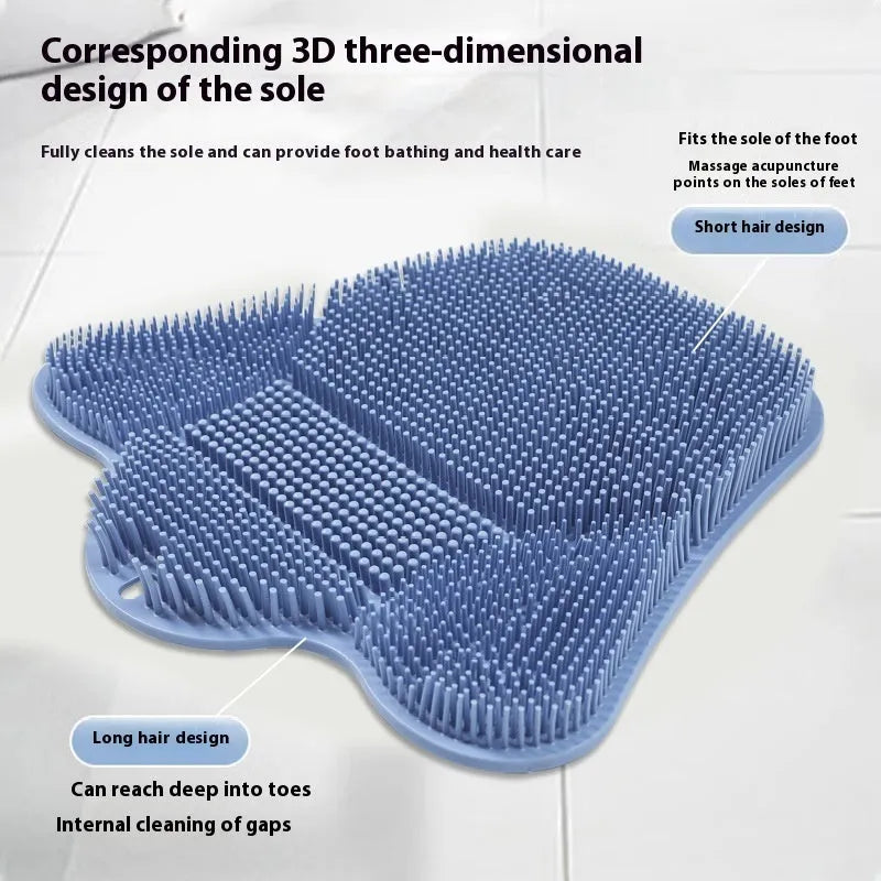 Silicone bath massage cushion measuring 31x32 cm in blue colour for back scrubbing