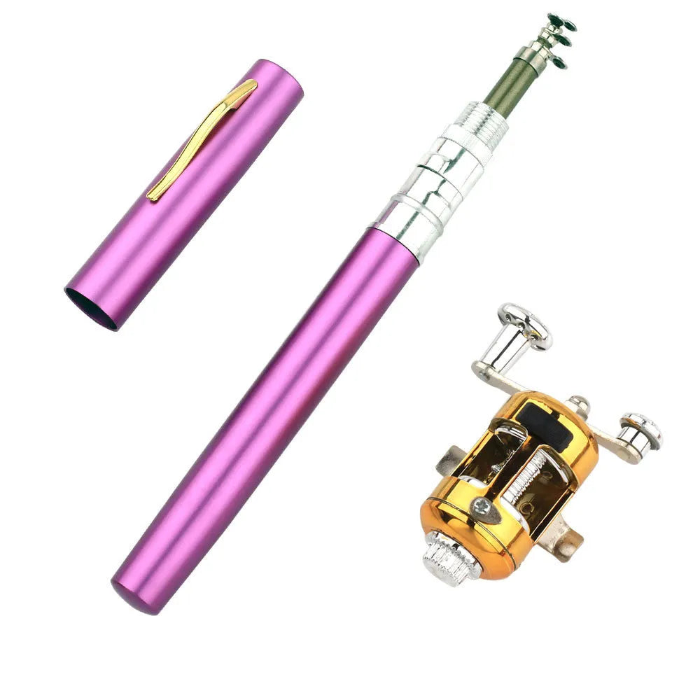 Telescopic pen fishing rod extended to 1m with compact ST5RL spinning reel attached