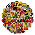 Pack of 50 waterproof personalised stickers for motorcycle helmets with warning slogans
