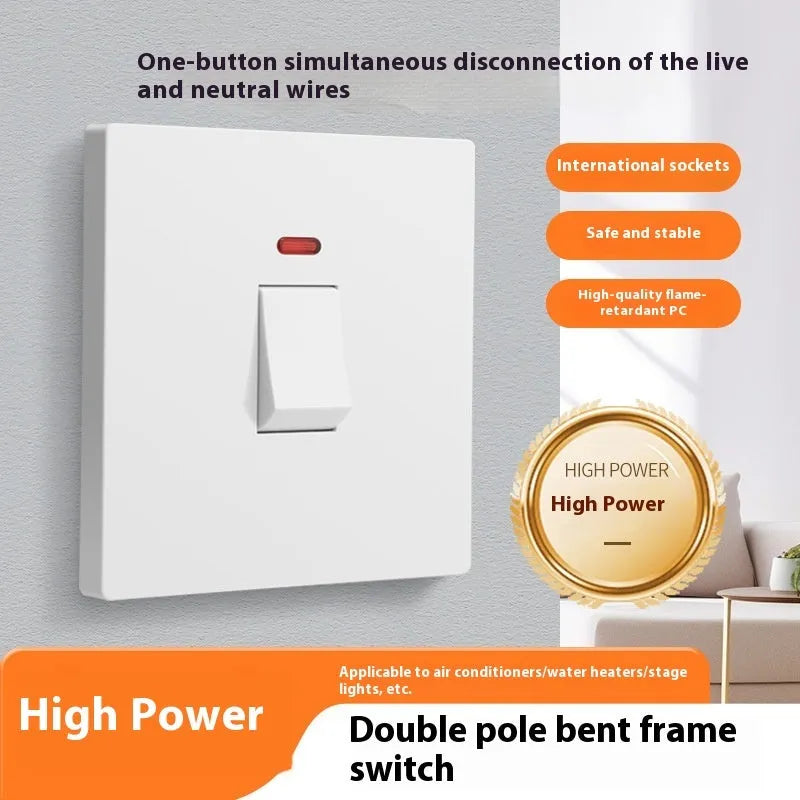 25A three-pole electrical switch with light panel indicator in curved rack design