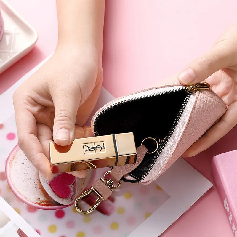 Waterproof PU leather zipper key case in black, grey and pink colours for secure key storage