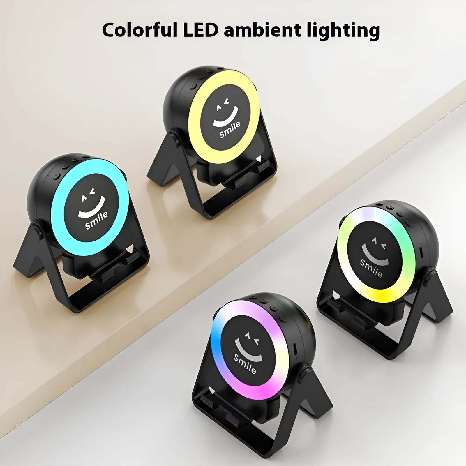Black induction bracket wireless speaker with LED lights and motion sensor for retail displays