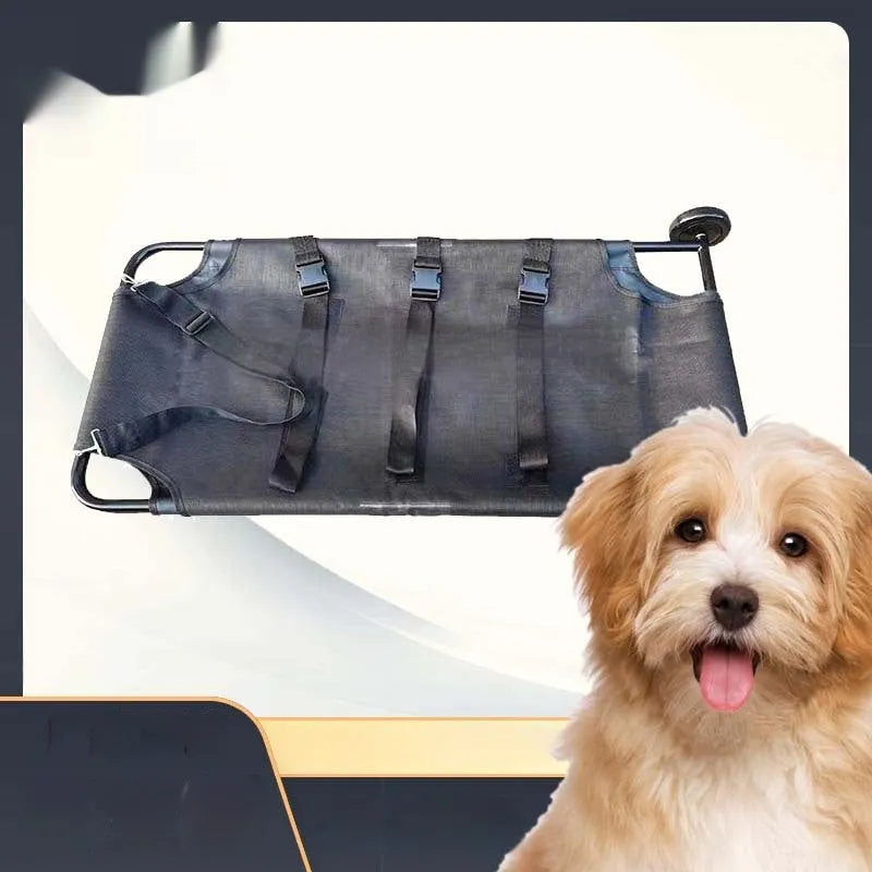 Large black foldable aluminium alloy pet stretcher for emergency dog transport
