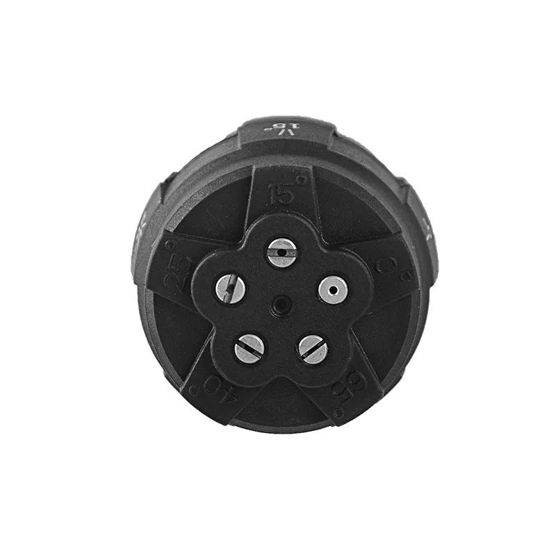 Five-in-one high-pressure water gun spray nozzle made from black engineering plastic