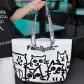 Waterproof woven handbag with colour printing made from PP woven material