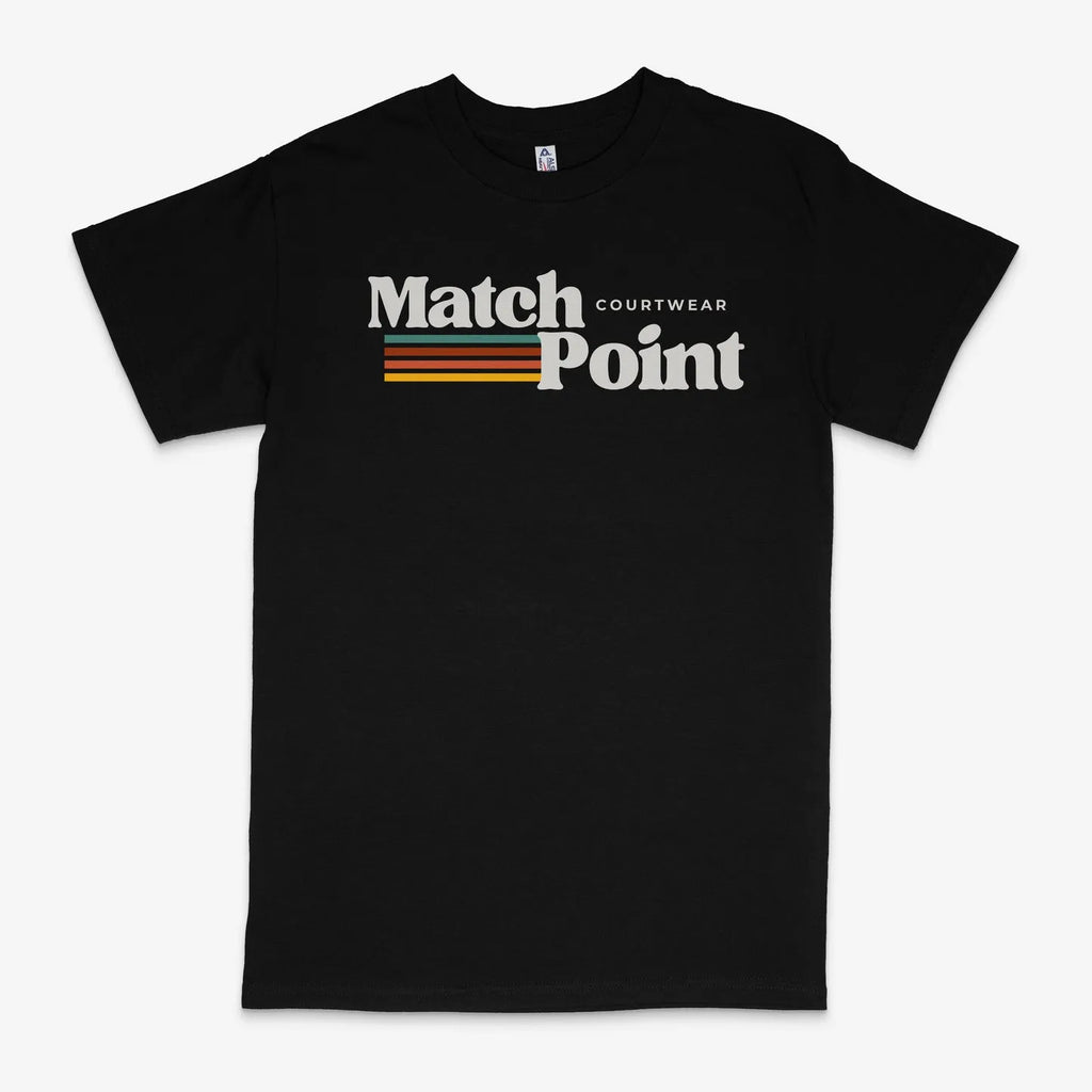 Men's black T-shirt with a 3D digital printed pattern, short sleeves, and a round neck.