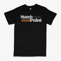 Men's black T-shirt with a 3D digital printed pattern, short sleeves, and a round neck.