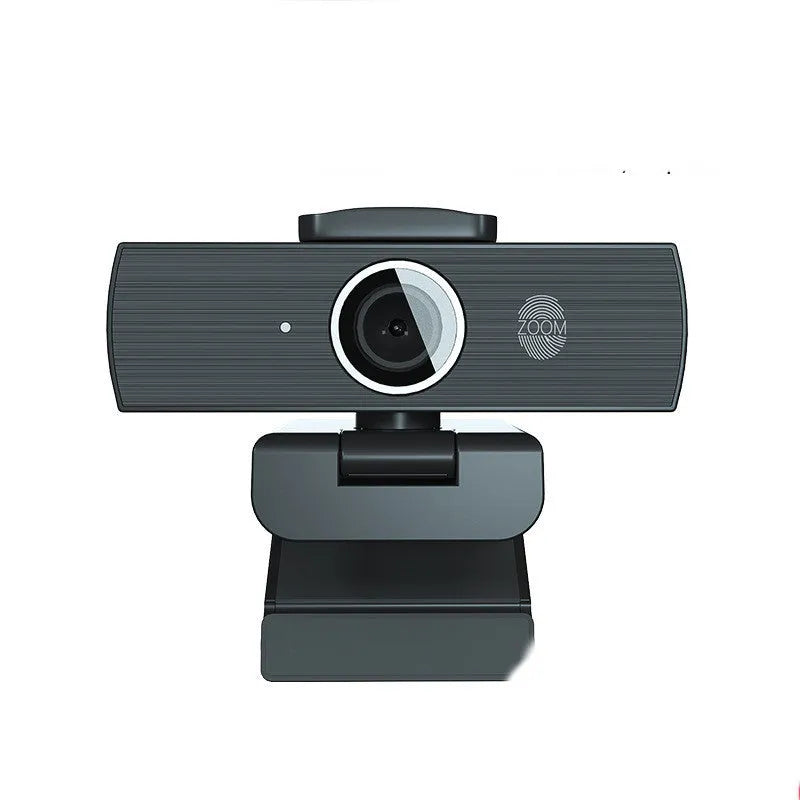 Black 4K USB webcam with auto focus, shown with its magnetic privacy cover and 1.7-metre cable.