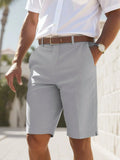 Men's straight-cut business style summer shorts in polyester fabric with elastic waistband