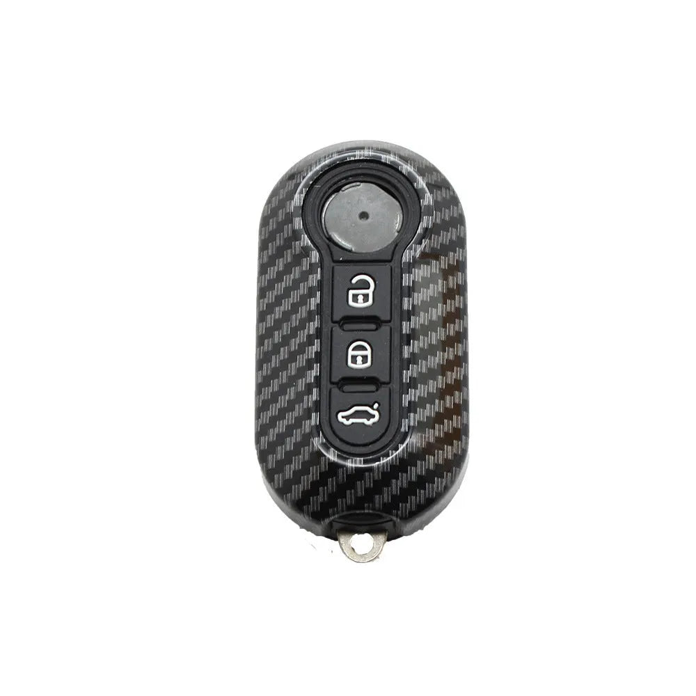 Fiat 500 Boyue Ottimo Viaggio car remote key replacement shell in black, red, and dark blue colours.