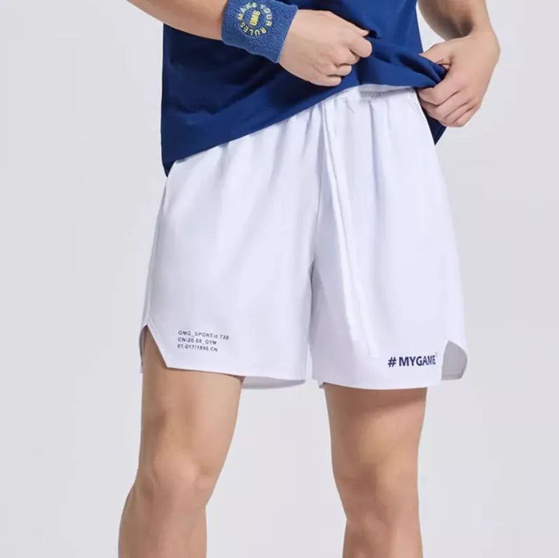 Men's training shorts in four colours with moisture-wicking polyester and spandex fabric