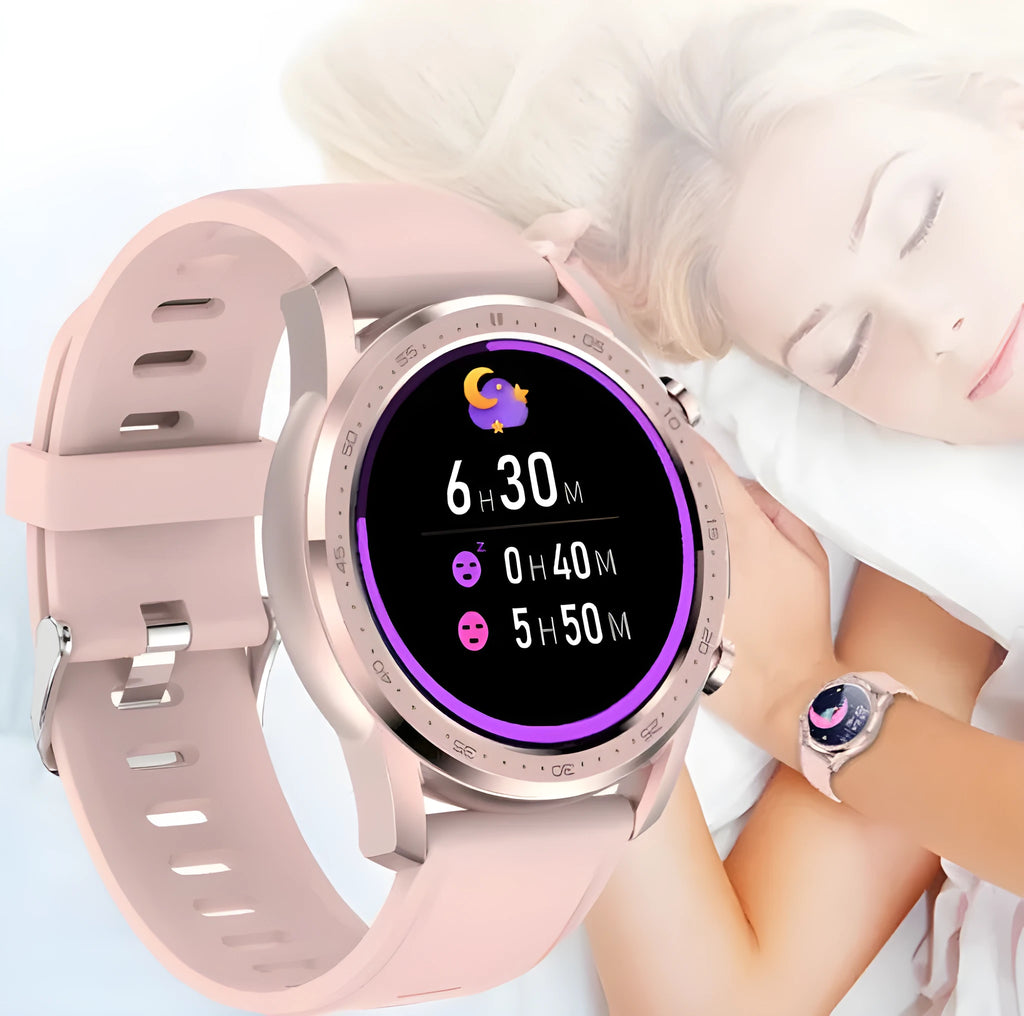 Black or grey smart bracelet with 1.3-inch screen and zinc alloy case for body temperature monitoring.