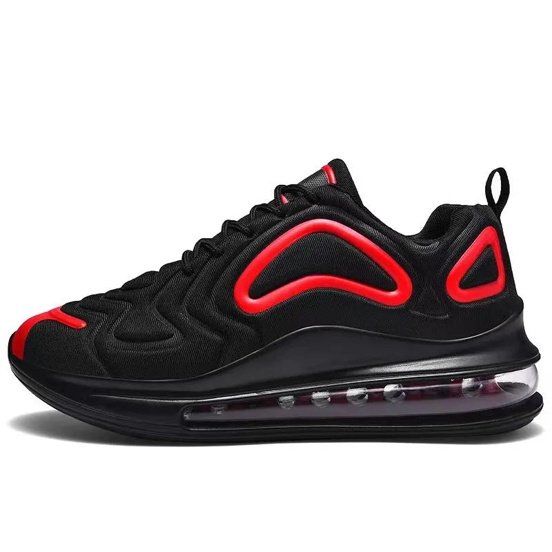 Men's black casual sneakers with lace-up front and air cushion design