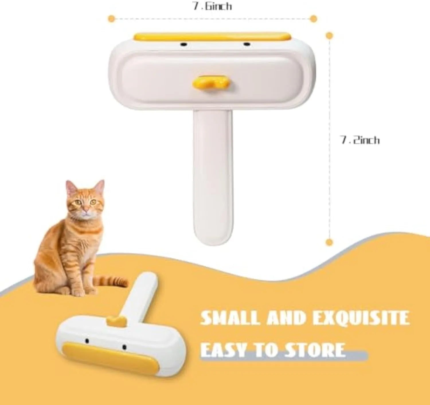 White duck-shaped pet hair remover tool with handle and bristles for removing pet fur
