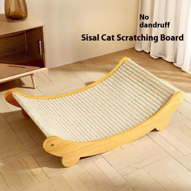 A sisal blanket cat scratch board in a natural woven texture, shown in large and small size options.