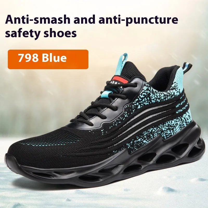 Brown labour protection shoes with anti-smashing toe and puncture-resistant rubber sole