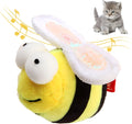 Yellow bee-shaped electronic cat toy with motion-activated chirping function for interactive play