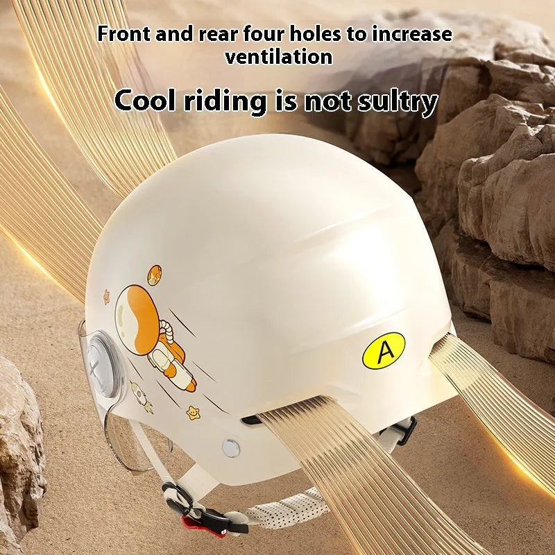 ABS half helmet for electric motorcycles with multiple lens options in khaki and black colours