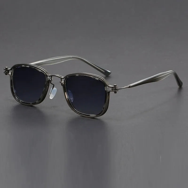 Retro square frame sunglasses with metal accents in a colour option like Black Gold full Gray