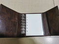 A7 brown PU leather buckle notebook with loose-leaf binding and 40g paper