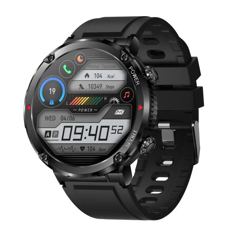 T30 Smart Watch with black silicone strap showing IPS screen displaying time and heart rate.