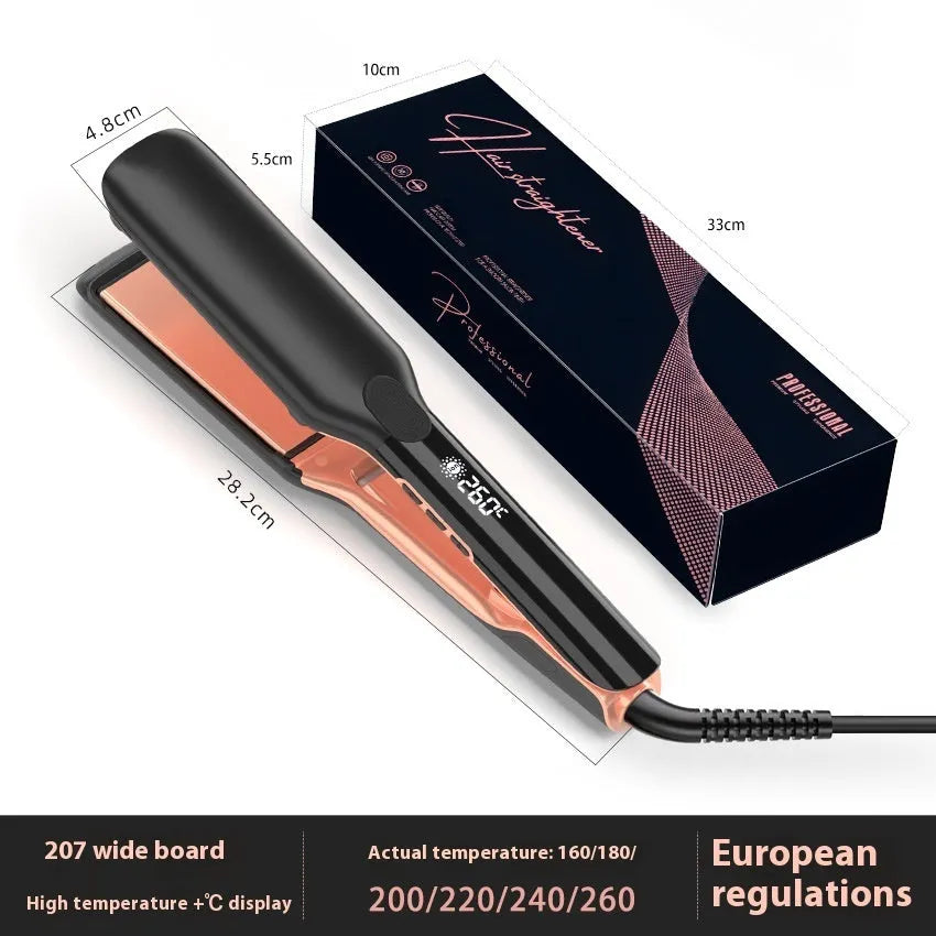 207℃ negative ion hair straightener with ceramic plates and wired power cord