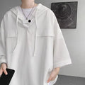 Mens hooded short sleeve t-shirt in solid colour with loose fit design