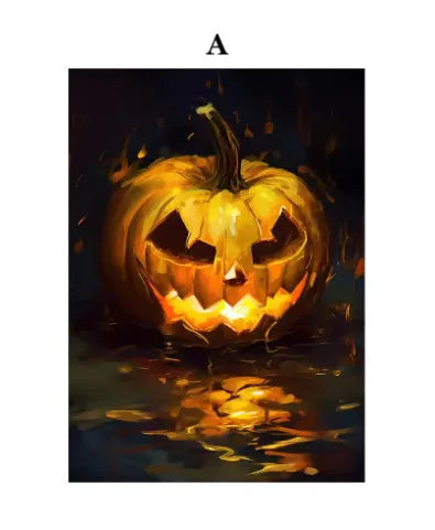 Frameless canvas painting pumpkin Halloween ghost tea party decorative art 20x30cm
