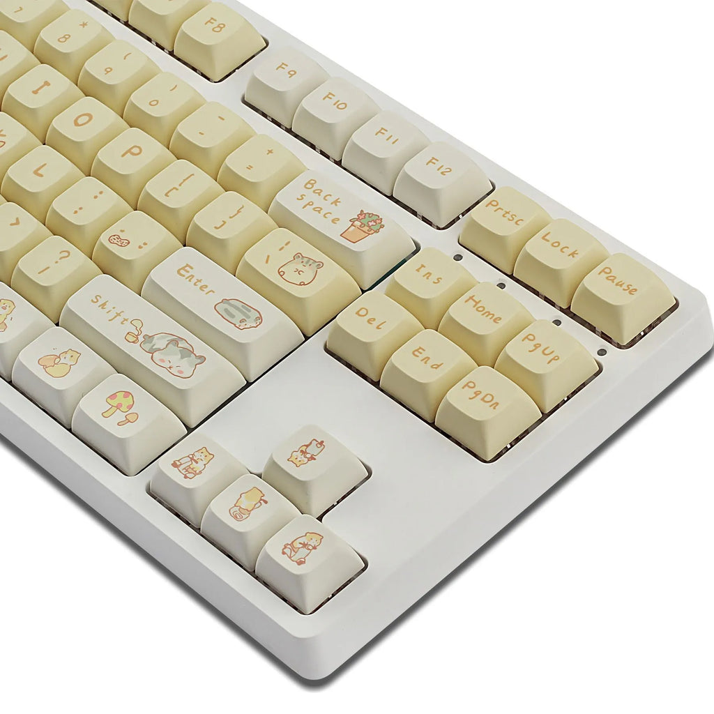 Custard design mechanical keyboard keycaps for 68 75 98 100 column layouts in grey and yellow colours