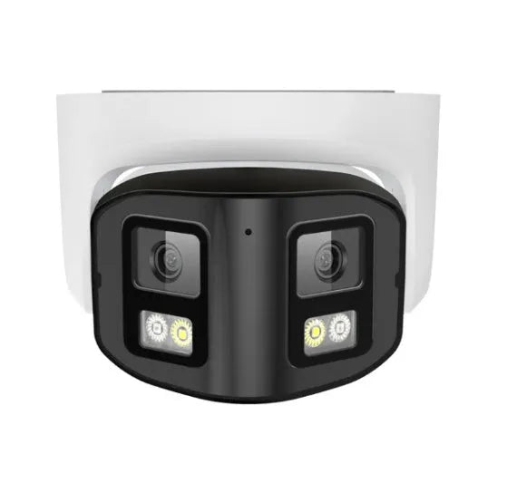 4MP dual-lens panoramic CCTV security camera with IP66 waterproof rating and POE connectivity