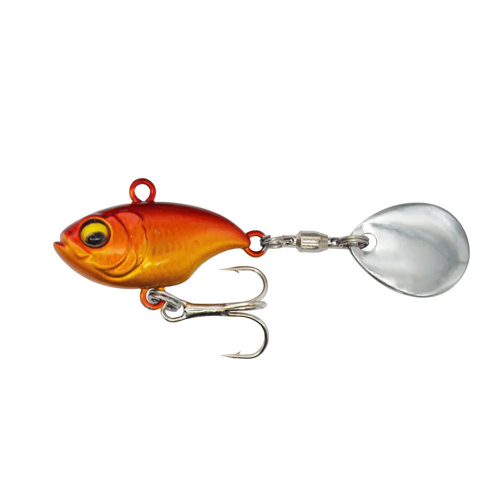 Metal sea fishing iron plate lure with rotating sequin in gold colour