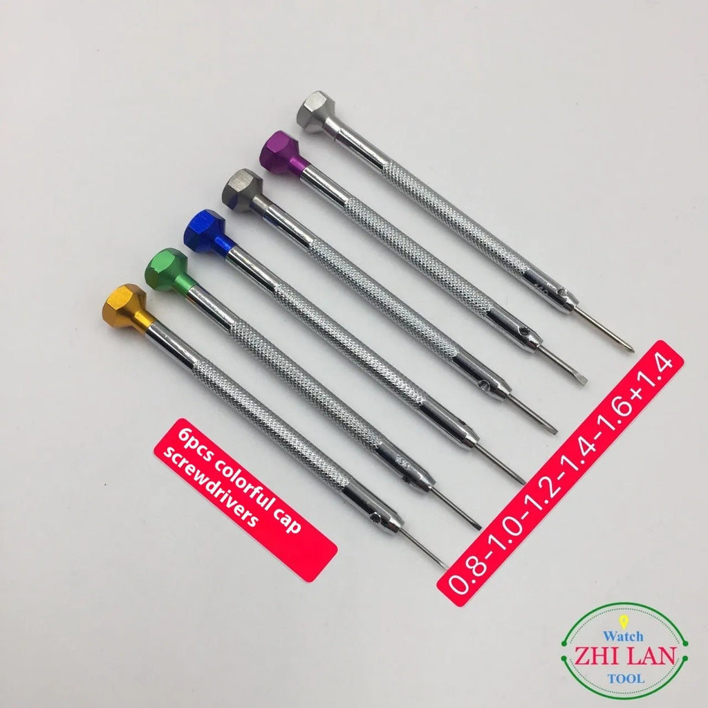 6-piece colour aluminium handle watch repair screwdriver set with magnetic cutter heads for children's watches